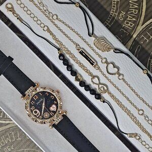 NWOT | 6pc | Sparkling Heart Quartz Watch & Bracelet Set